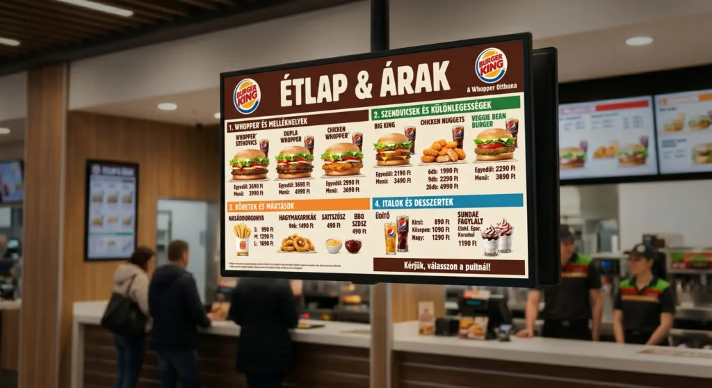 Burger King étlap és árak
