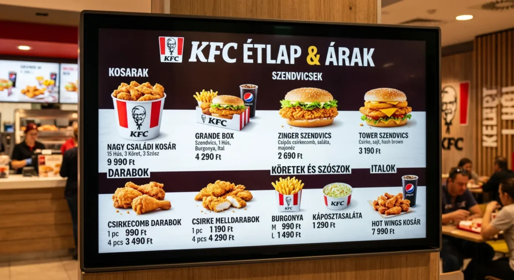 KFC étlap és árak magyarország
